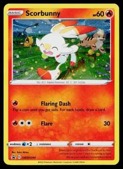 Scorbunny SWSH244 Cosmo Holo Holofoil Sword & Shield Promo Pokemon NM - Image 1