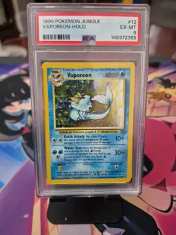 Pokemon TCG Vaporeon Jungle 12/64 [EX-MT PSA 6!!] Holo Unlimited Holo Rare - Image 1