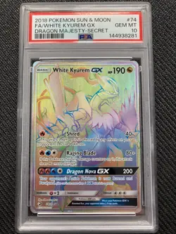 Pokemon White Kyruem GX 74/70 Dragon Majesty PSA 10 Gem Mint - Image 1