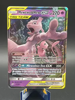 Pokemon Mewtwo & Mew GX Ultra Rare Holo 71/236 Sm-Unified Minds TAG TEAM 270 HP - Image 1
