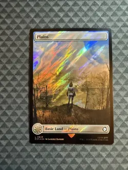 MTG Plains #0845 Surge Foil Basic Land Universes Beyond: Fallout (PIP) - Image 1