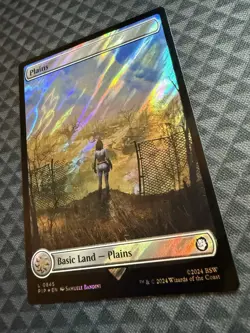 MTG Plains #0845 Surge Foil Basic Land Universes Beyond: Fallout (PIP) - Image 2