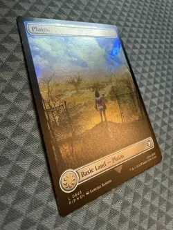 MTG Plains #0845 Surge Foil Basic Land Universes Beyond: Fallout (PIP) - Image 3