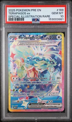 2025 POKEMON PRE EN-PRISMATIC EVOLUTIONS #169 TERAPAGOS EX PSA 10 - Image 1