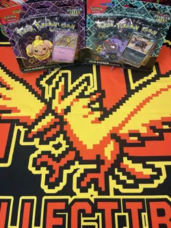 Pokemon Paldean Fates Tech Sticker Collection 3 Pack Blister Fidough Lot Of 2 - Image 1