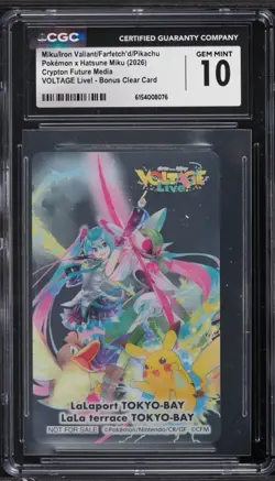 CGC 10 PokeMiku Pokemon Hatsune Miku Pikachu Farfetch'd VOLTAGE Clear Card - Image 1