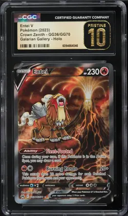 CGC 10 PRISTINE Entei V GG36/GG70 Crown Zenith Galarian Gallery Pokemon Card - Image 1