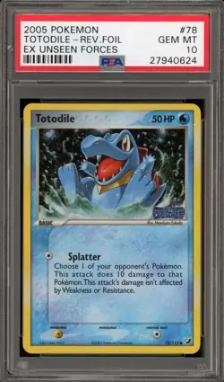 Pokemon Totodile EX Unseen Forces Reverse Holo #78 PSA 10 Gem Mint - Image 1