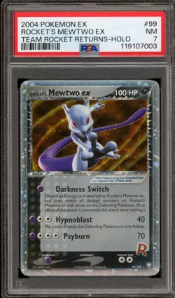 Pokemon Rocket's Mewtwo ex EX Team Rocket Returns Holo Ultra Rare #99 PSA 7 - Image 1