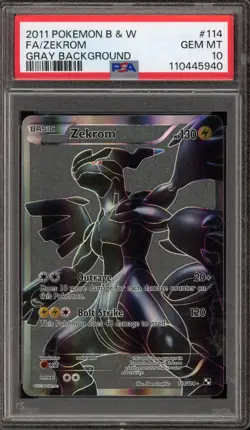 Pokemon Zekrom Black & White Grey Background Full Art #114 PSA 10 Gem Mint - Image 1
