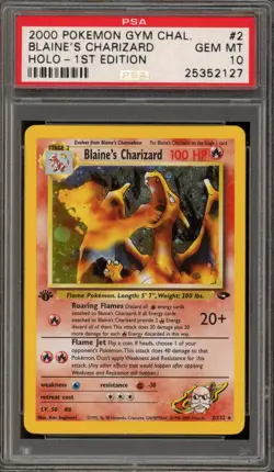 Pokemon Blaine's Charizard Gym Challenge 1st Edition Holo Rare #2 PSA 10 - Image 1