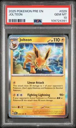 2025 POKEMON PRE EN-PRISMATIC EVOLUTIONS #029 JOLTEON PSA 10 - Image 1