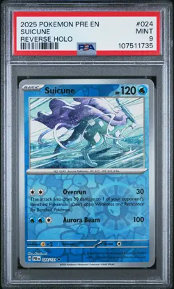 2025 POKEMON PRE EN-PRISMATIC EVOLUTIONS REVERSE HOLO #024 SUICUNE PSA 9 - Image 1