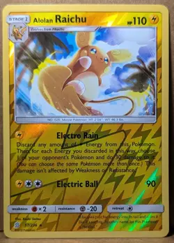 Alolan Raichu 57/236 - Pokemon Unified Minds Reverse Holo Rare NM Unplayed - Image 1