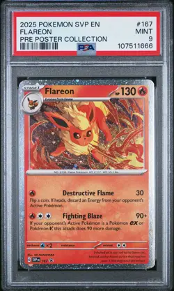 2025 POKEMON SVP EN-SV BLACK STAR PROMO #167 FLAREON PSA 9 - Image 1