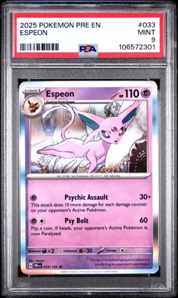 2025 POKEMON PRE EN-PRISMATIC EVOLUTIONS #033 ESPEON PSA 9 - Image 1