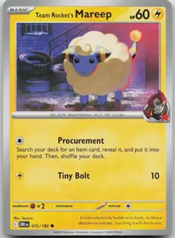 Team Rocket's Mareep 072/182 Common Destined Rivals Pokemon Near Mint - Image 1