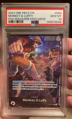 2024 ONE PIECE PROMO PSA MAGAZINE EXCLUSIVE #060 MONKEY D. LUFFY PSA 10 - Image 1