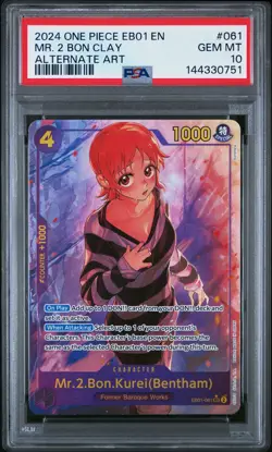 2024 ONE PIECE EB01-EXTRA BOOSTER -MEMORIAL COLLECTION- MR. 2 BON CLAY PSA 10 - Image 1