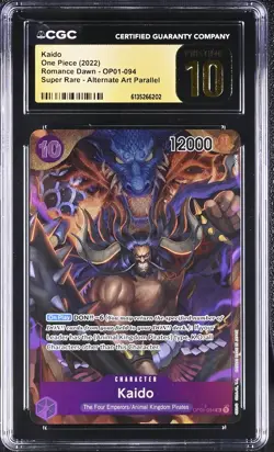 One Piece GRADED Kaido Alt Art OP01-094 Romance Dawn SR PRISTINE 10 CGC ENGLISH - Image 1