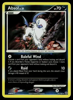 Pokemon Card - Absol Secret Wonders 21/132 Reverse Holo Rare - Image 1