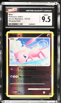 CGC 9.5 MINT+ Mew 15/132 Reverse Holo Secret Wonders Pokemon Card - Image 1
