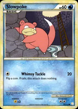 Slowpoke Common HeartGold SoulSilver 81/123 Water Pokemon Card - Image 1