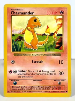 Vtg Pokemon Shadowless Base Set Card Lot of 6 Charmander Bulbasaur Magikarp MP - Image 5