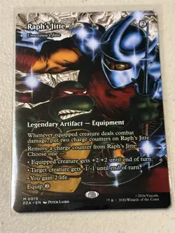 mtg full art Raph's Jitte (Umezawa's Jitte), TMNT PZA series, unused - Image 1