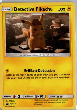 Detective Pikachu SM194 Promo Holo Pokemon Card - MP - Image 1