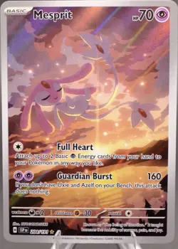Pokemon Mesprit 204/191 Sv08 Surging Sparks Illustration Rare Holo - Image 1