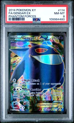 2014 Pokemon XY Phantom Forces Gengar Ex Full Art #114 PSA 8 - Image 1