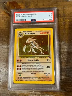 POKEMON 1999 Fossil KABUTOPS Holo #9 PSA 5 RARE - Image 1
