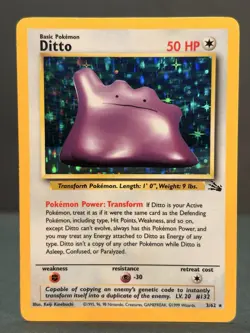 Ditto 3/62 Unlimited Holo Rare - Pokemon Fossil Set MP - Image 1