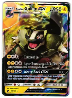 ALOLAN GOLEM-GX 34/111 - NM - CRIMSON INVASION RARE HOLO GX ENGLISH POKEMON CARD - Image 1