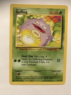 Pokemon TCG Koffing Base Set 51/102 Regular Unlimited Common Card - Image 1