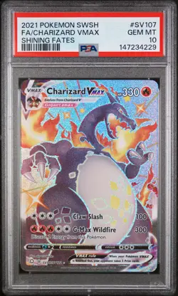 2021 POKEMON SWORD & SHIELD SHINING FATES #SV107 FULL ART/CHARIZARD VMAX PSA 10 - Image 1