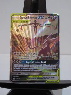Pokemon TCG Espeon & Deoxys GX SM240 Tag Team Black Star Promo Holo - Image 1
