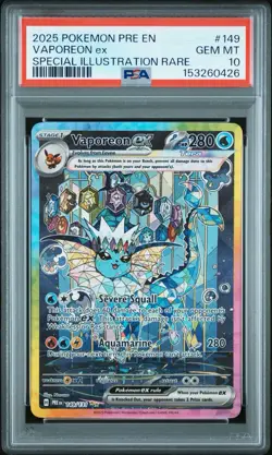 2025 POKEMON PRE EN-SPECIAL ILLUSTRATION RARE #149 VAPOREON EX PSA 10 - Image 1