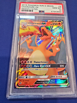 Pokemon Charizard GX Full Art Holo Card #9 9/68 Hidden Fates PSA 10 2019 Mint - Image 1