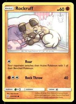 Rockruff 123/236 Common Cosmic Eclipse Pokemon Lightly Played - Image 1