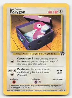 Porygon 48/82 Uncommon Team Rocket Pokemon Unlimited Heavily Played - Image 1