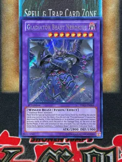 Yugioh Gladiator Beast Nerokius PRIO-EN086 Secret Rare 1st Ed NM - Image 1