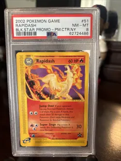 Pokemon TCG Rapidash Black Star Promo Card 51/53 Vintage 2002 LP - Image 1