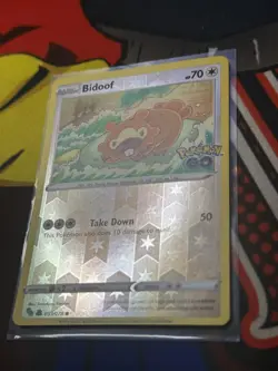 Bidoof 059/078 Peelable Ditto Reverse Holo Pokemon GO Stamp Pokemon TCG Card NM - Image 3