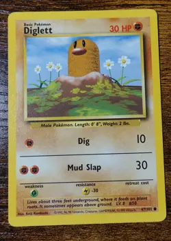 Diglett 47/102 Sideways Fighting Symbol Error Base Set Misprint Pokemon Card LP - Image 1
