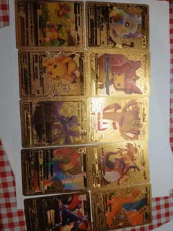 Lot Of 10 Pokemon Cards Gold Foil - Image 1