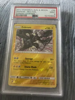 2017 Pokemon Sun & Moon Shining Legends ZEKROM-Reverse Foil Card #35 PSA 9 Mint - Image 1