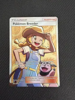 Pokemon Breeder 73/73 Shining Legends Holo Full Art Trainer Pokemon TCG Card NM - Image 1