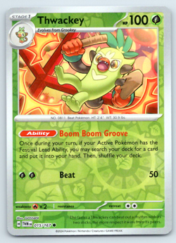 Pokemon Thwackey SV06: Twilight Masquerade TWM Reverse Holo 015/167 NM - Image 1
